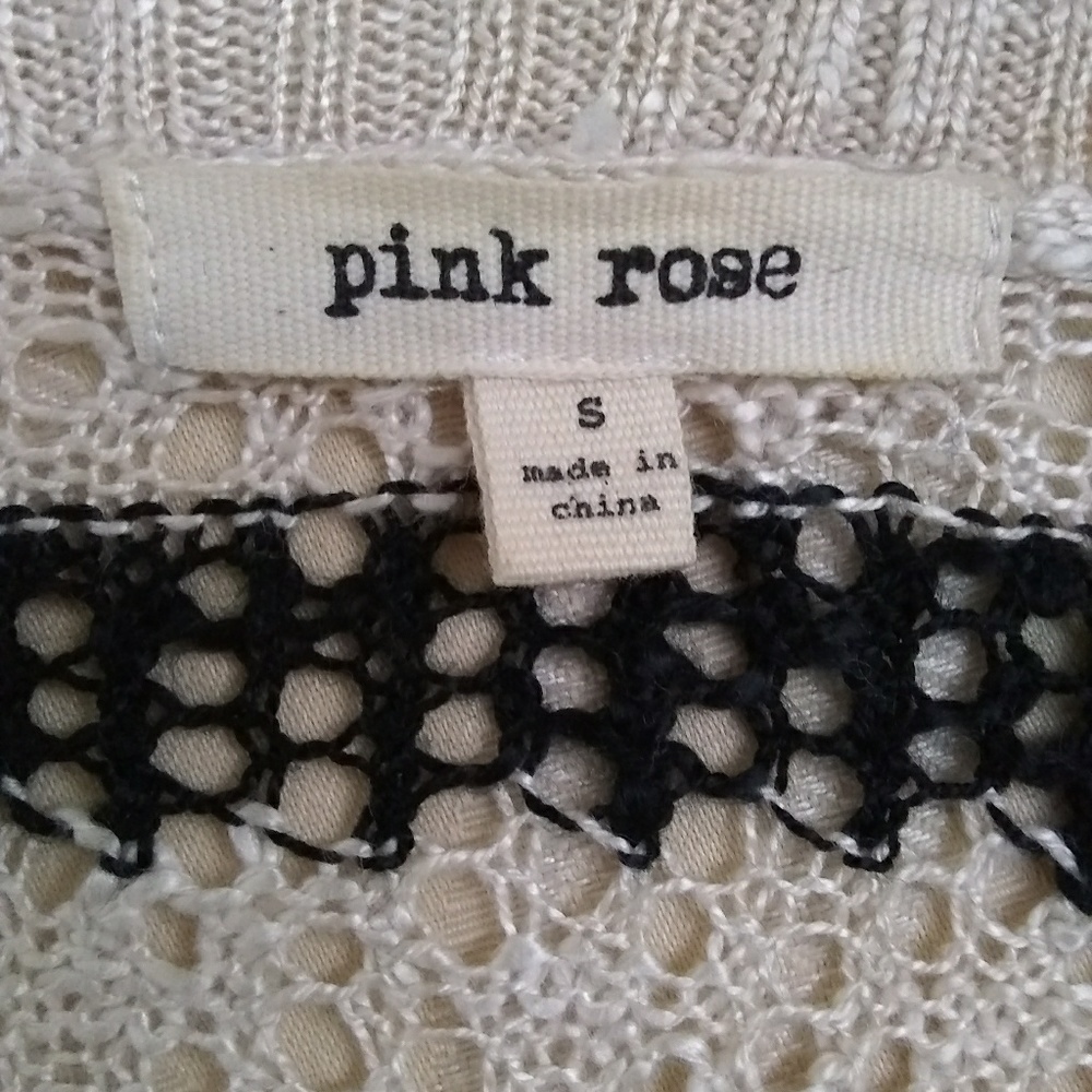 Pink Rose Open Cardigan Sweater